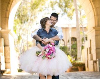 Womens Tulle Skirt Blush Pink Tutu Rustic Cowgirl Wedding Tutu Perfect for Weddings and Portraits