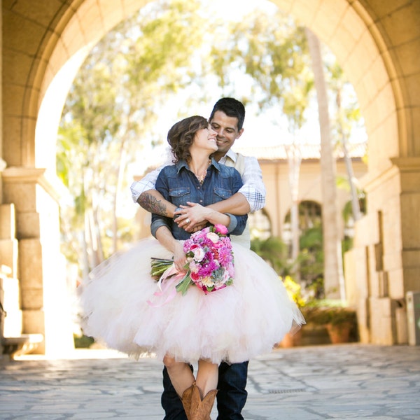 Womens Tulle Skirt Blush Pink Tutu Rustic Cowgirl Wedding Tutu Perfect for Weddings and Portraits