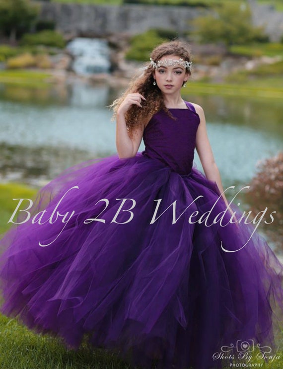 regency purple flower girl dresses
