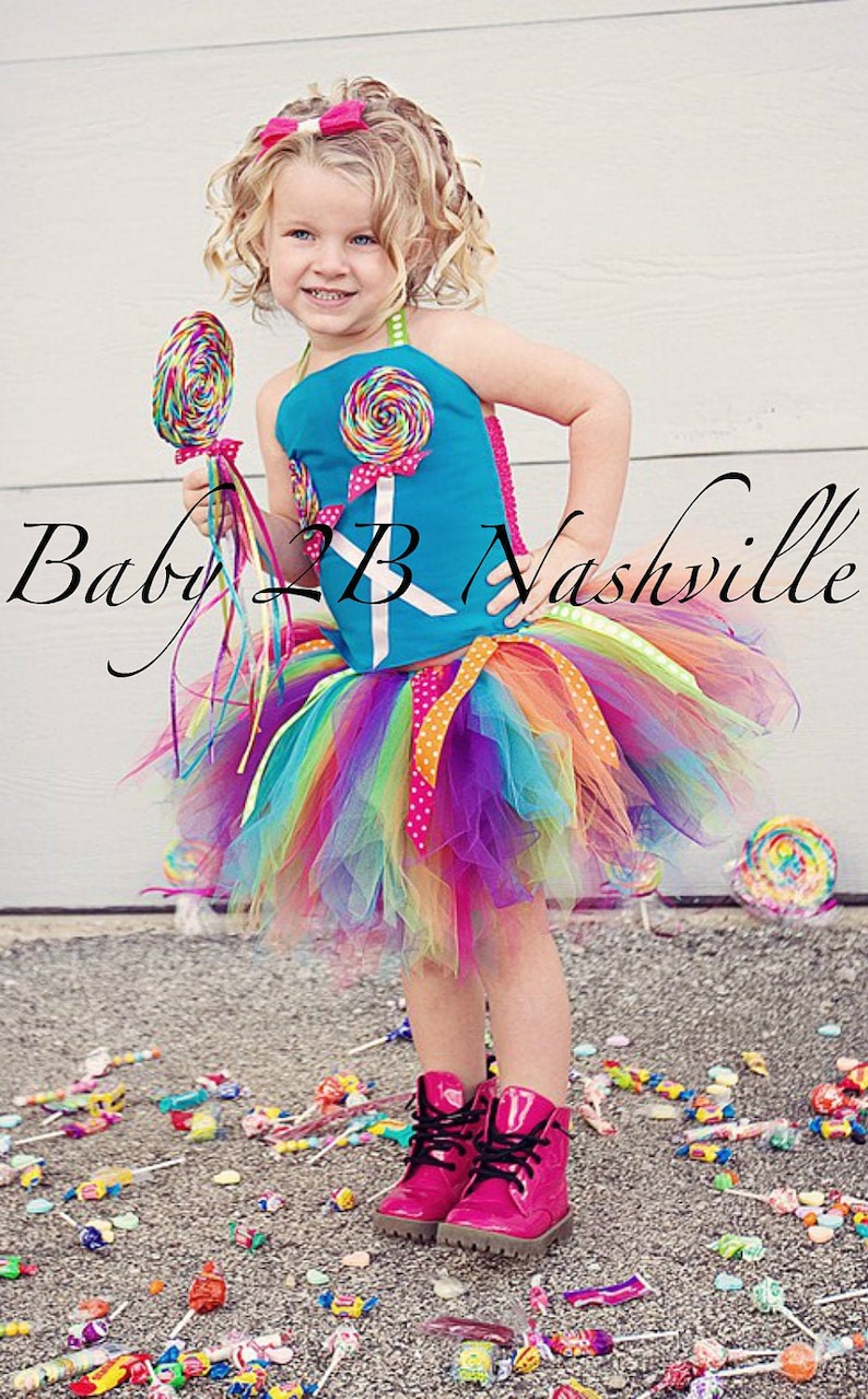 Candyland Costume Tutu, Lollipop Costume Set, Candy Costume, Birthday Dress image 1