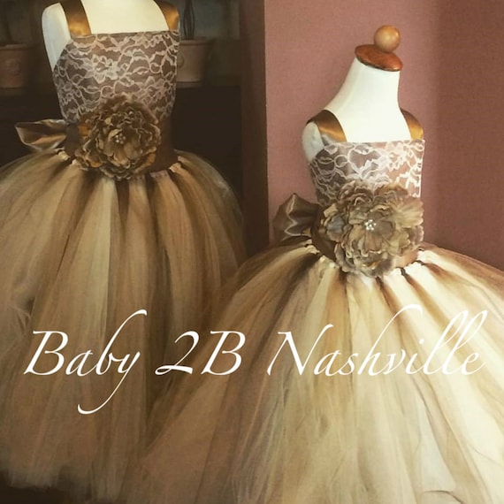 Brown Flower Girl Dress Vintage Wedding Flower Girl Dress Etsy