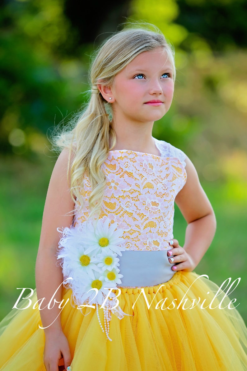 Daisy Dress Yellow Dress Flower Girl Dress Lace Dress Tulle | Etsy