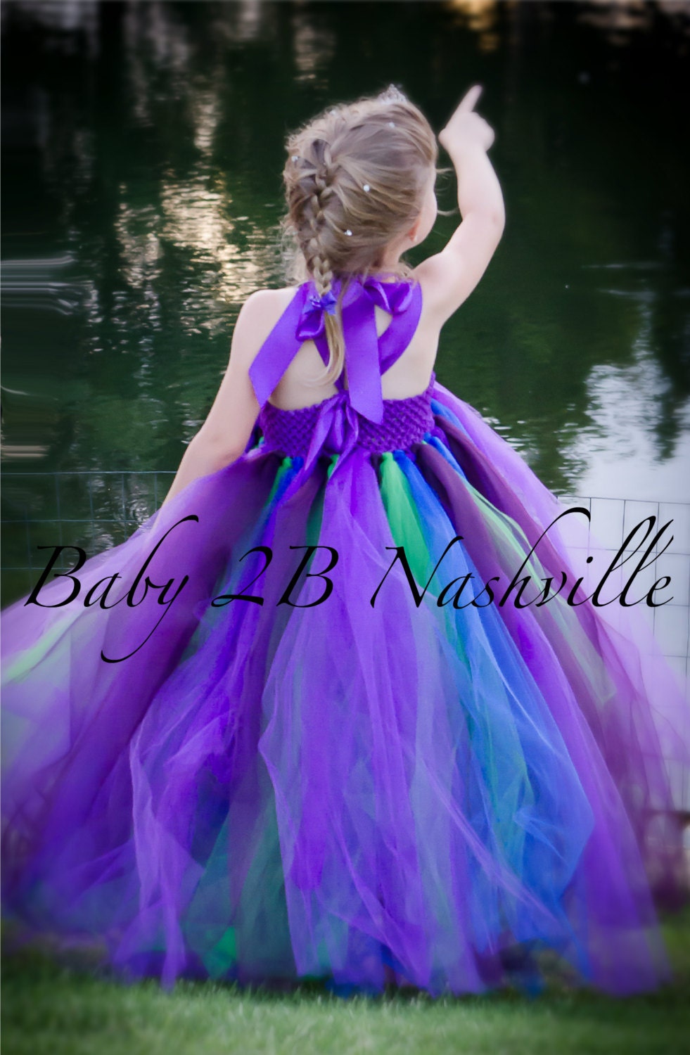 Peacock Colored Flower Girl Dresses