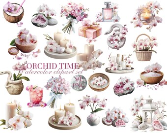 Orchid time,digital stickers,watercolor clipart,PNG,flower clipart,summer vibes, scrapbooking,commercial use