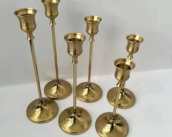 Eleganta guldfärgade koniska ljusstakar - Set om 6