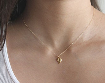 Tiny Gold Leaf Necklace Gold Leaf Pendant 14k Gold Filled Minimalist Gift For Her Woodland Jewelry