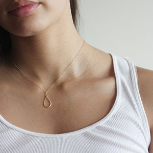 Teardrop Necklace Raindrop Necklace Everyday Jewelry Gift For Her Simple Necklace image 1