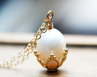 Pearl Necklace Pearl Solitaire Pendant Freshwater Pearl Jewelry Gift For her June Birthday