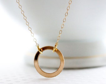 Karma  Necklace Small Gold Circle Necklace Gold Filled Sterling Silver Tiny Gold Ring Necklace Gift For Her Simple Everyday Necklace