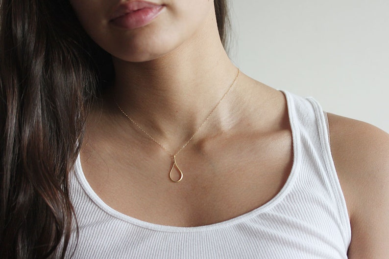 Teardrop Necklace Raindrop Necklace Everyday Jewelry Gift For Her Simple Necklace image 1