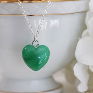 Jade Heart Necklace Genuine Jade Necklace Green Jade Heart Pendant Gift For Her Layering Necklace