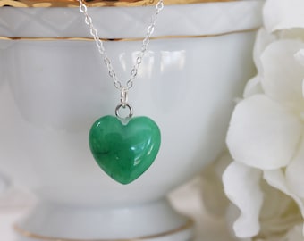 Jade Heart Necklace Genuine Jade Necklace Green Jade Heart Pendant Gift For Her Layering Necklace