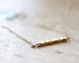 Square Bar Necklace  Gold Geometric Necklace  Thin Simple Square Necklace Gift For Her