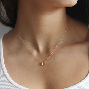 Dainty Citrine Necklace Genuine Citrine Necklace On 14 Karat Gold Filled Sterling Silver Gift For Her November Birthstone image 1