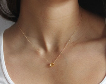 Dainty Citrine Necklace Genuine Citrine Necklace On 14 Karat Gold Filled  Sterling Silver Gift For Her November Birthstone