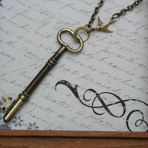 Skeleton Key Necklace Vintage Skeleton key Pendant Large Antique Skeleton Key Necklace Gift For her Upcycled Jewelry