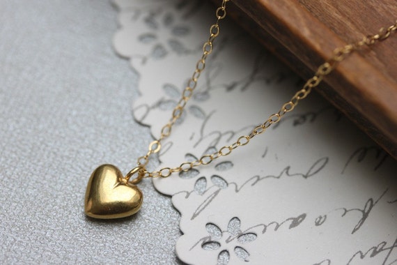 Gold Heart Pendant Puffy Necklace Love And - Puffy Gold Heart Pendant Gold Heart Pendant Puffy Necklace Love And - Puffy Gold Heart Pendant