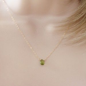 Peridot Necklace Tiny Peridot Pendant  August Birthstone Gift For Her August Necklace Dainty Necklace 14k gold filled August Birthday