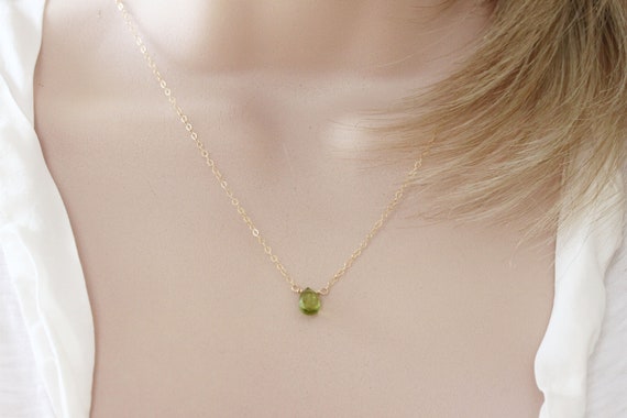 Peridot Necklace Tiny Peridot Pendant August Birthstone Gift for