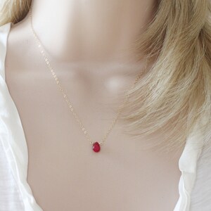 Ruby Necklace Genuine Ruby On 14 Karat Gold Filled Or Sterling Silver July Birthstone image 1