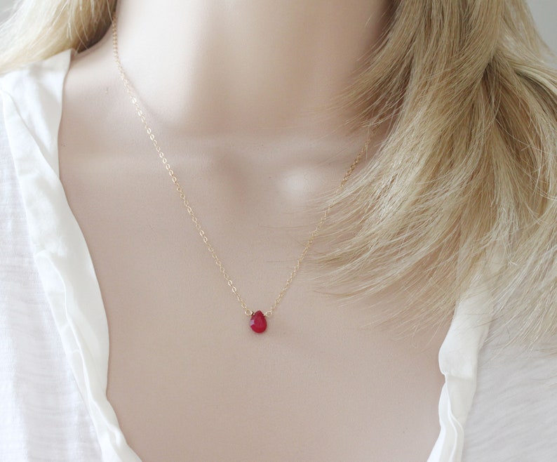 Ruby Necklace Genuine Ruby On 14 Karat Gold Filled Or Sterling Silver July Birthstone image 1