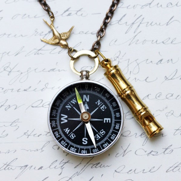 Lost At Sea Compass Collier Working Compass Collier Steampunk Bijoux Cadeau pour ses bijoux romantiques