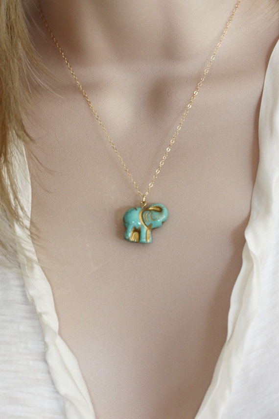 Turquoise elephant deals necklace