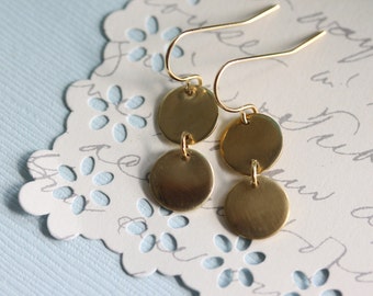 Gold Disc Earrings Disc Drop Earring Gold Sterling Silver Disc Earring Minimalist Jewelry Everyday Jewelry Gif for Her