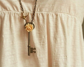 Skeleton Key Necklace  Vintage Key Pendant  Boho Necklace Gift For Her Bohemian Necklace