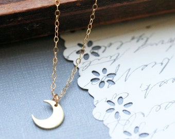 Crescent Moon Necklace Celestial Pendant Gold Crescent Moon Necklace Copper Moon Silver Moon Layering Minimalist