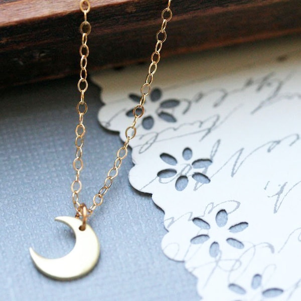 Crescent Moon Necklace Celestial Pendant Gift  For Her Gold Crescent Moon Necklace Copper Moon Silver Moon