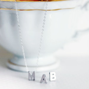 Initial Necklace - Tiny Initial Necklace- Sterling Silver