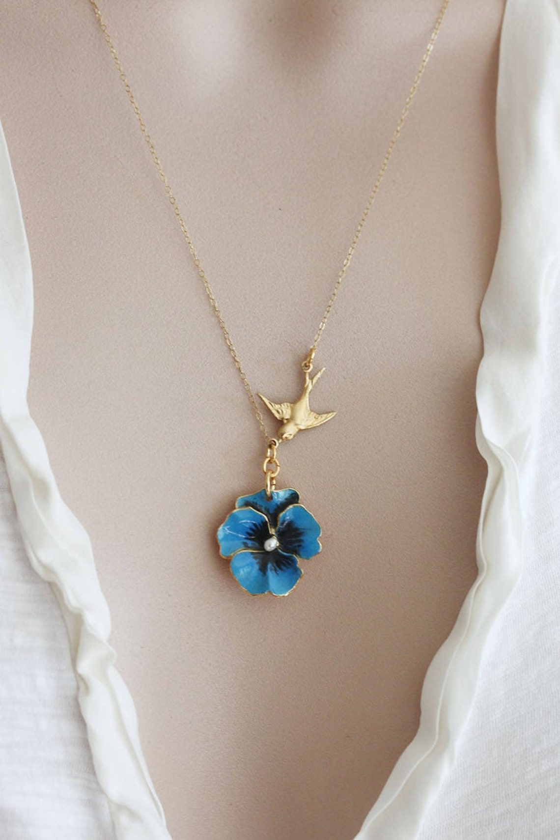 Bigger Flower Pendant - Wavy Blue/Pink main image 0