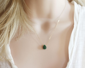 Genuine Jade Necklace GORGEOUS Jade On 14 Karat Gold Filled Or Sterling Silver March Birthstone