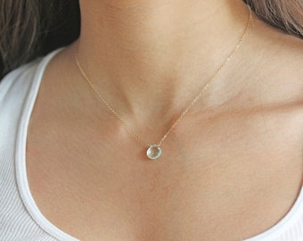Aquamarine Necklace GENUINE Aquamarine On 14 Karat Gold Filled Or Sterling Silver March Birthstone