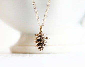 Tiny Pinecone Necklace Small Pinecone Pendant Gift For Her Botanical Jewelry Pinecone Jewelry Woodland Jewelry