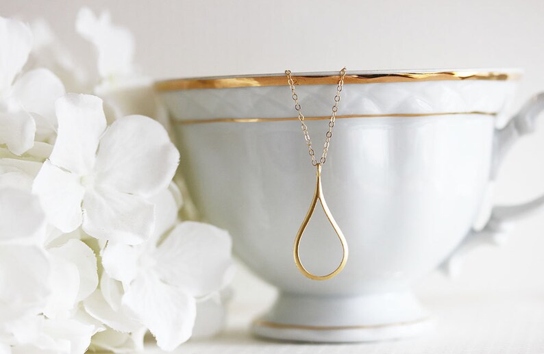 Teardrop Necklace Raindrop Necklace Everyday Jewelry Gift For Her Simple Necklace image 2