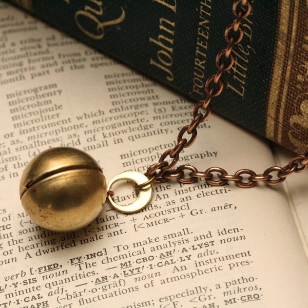 Ball And Chain Necklace  Ball Locket Necklace  Gift For Her Boho Jewelry Brass Ball and Chain Locket