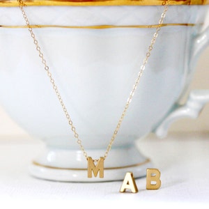 Initial Necklace Gold Filled Minimal Initial Necklace Tiny Initial Necklace Name Necklace Gold Letter Necklace Personalized Name Necklace image 1