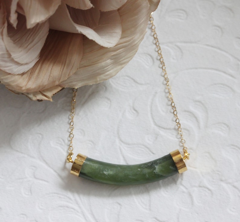 Genuine Jade Bar Necklace GORGEOUS Jade Pendant 14 Karat Gold - Etsy