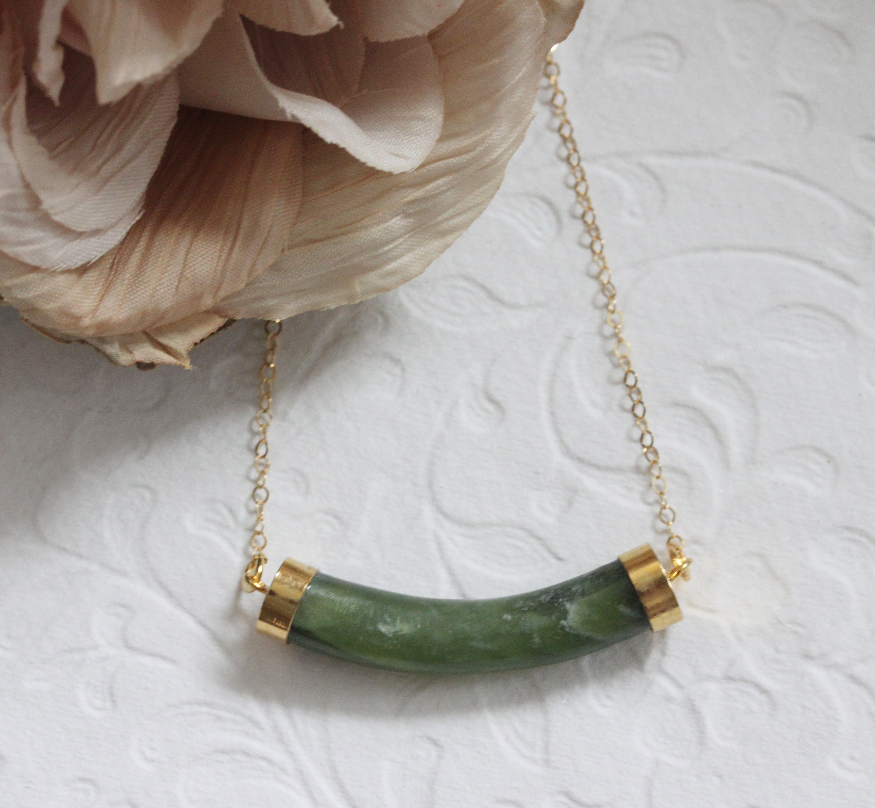 Faceted Natural Green Nephrite Jade Barrel Bead Pendant-G026137