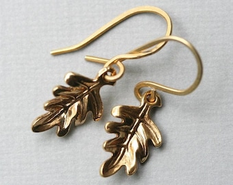 Gold Leaf Earrings Leaf Dangle Earring Everyday Jewelry Gold Plated Leaf Earrings Gift For Her Botanical Jewelry