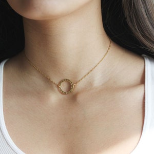 Gold Circle Necklace Gold filled Minimalist Jewelry Layering Necklace Everyday Jewelry Circle Necklace Gift For Her
