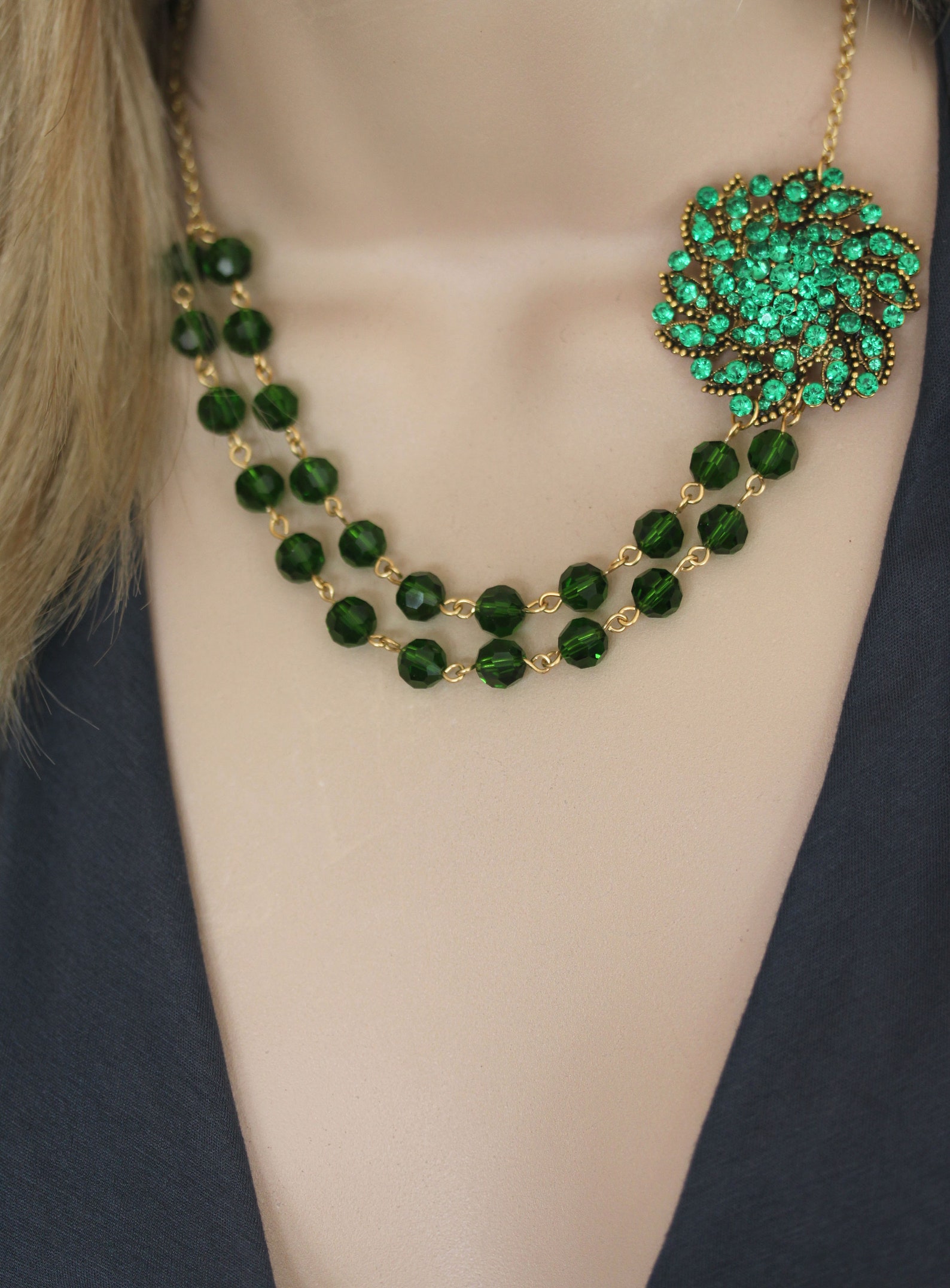 Emerald Green Necklace Emerald Wedding Necklace Emerald Green Etsy