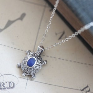 Sterling Silver Turtle Necklace: Lapis Lazuli Pendant