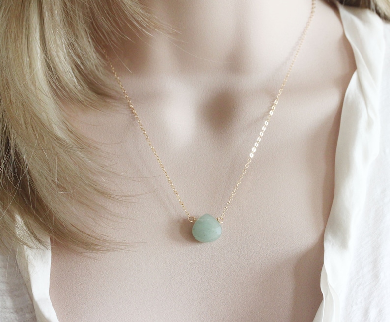 Genuine Amazonite Necklace Amazonite Pendant Gift for Etsy