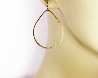 Hoop Earrings Gold Dangle Earrings Teardrop Matte Earrings Gift For Her Everyday Jewelry Minimalist Earrings