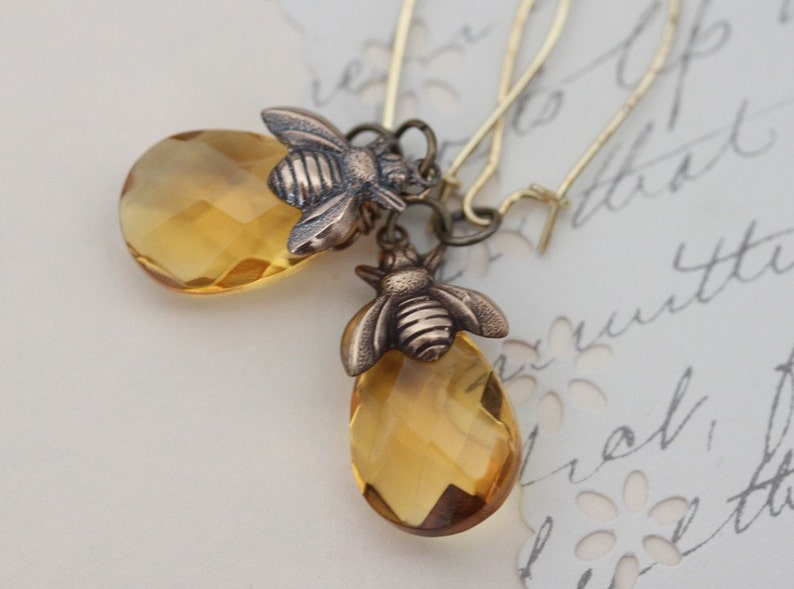 Bee Earrings Honey Bee Earrings Bee Jewelry Gift For Her Nature Loving Earrings image 2