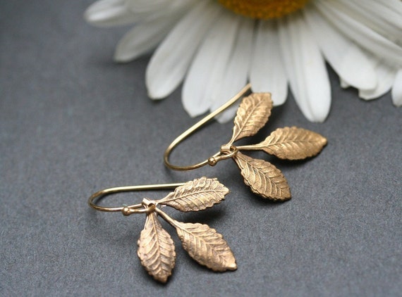 Small Wooden Leaf Cut Out Earrings