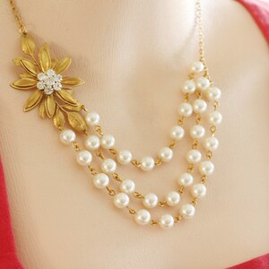 Bruidsketting vintage geïnspireerde bruiloft drie strengen parels Bridgerton sieraden Parel bruidsketting cadeau voor haar